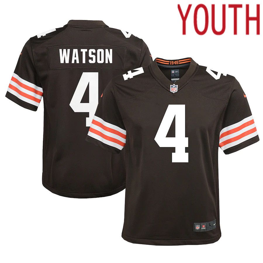 Youth Cleveland Browns #4 Deshaun Watson Nike Brown Game NFL Jersey->customized nfl jersey->Custom Jersey